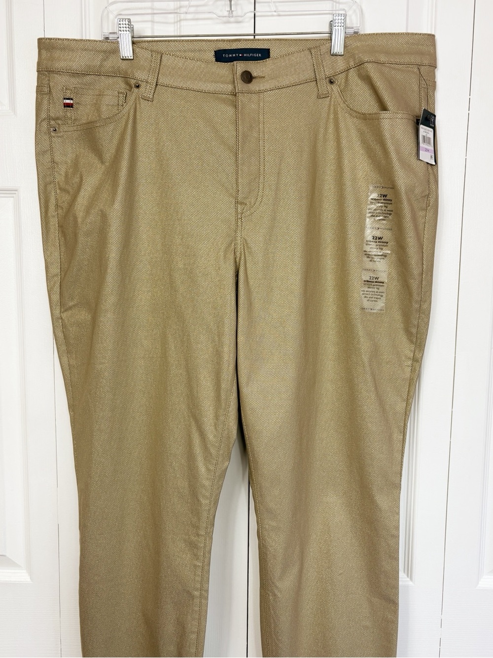 NWT Tommy Hilfiger Gold Foil Premium Stretch Tribeca Skinny Leg Pants 22W
